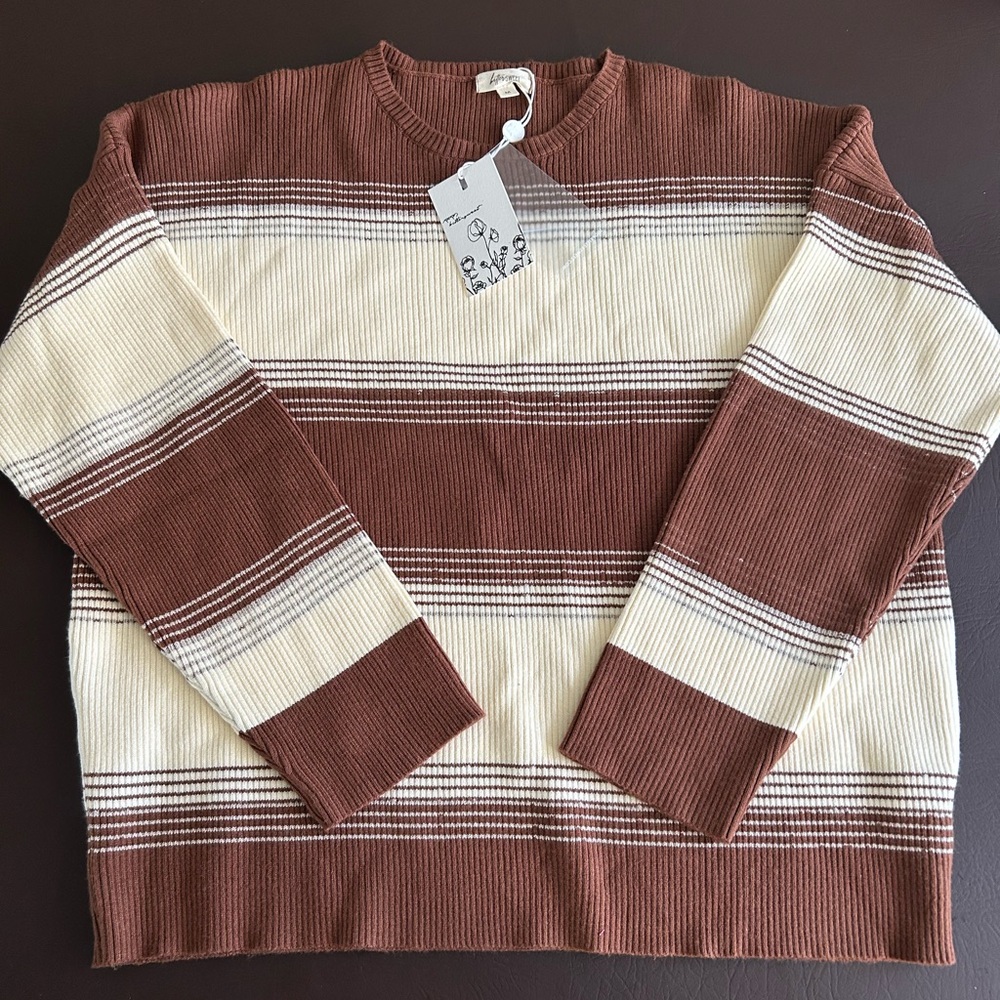 Bittersweet Boutique Striped Brown and Cream Sweater
Medium